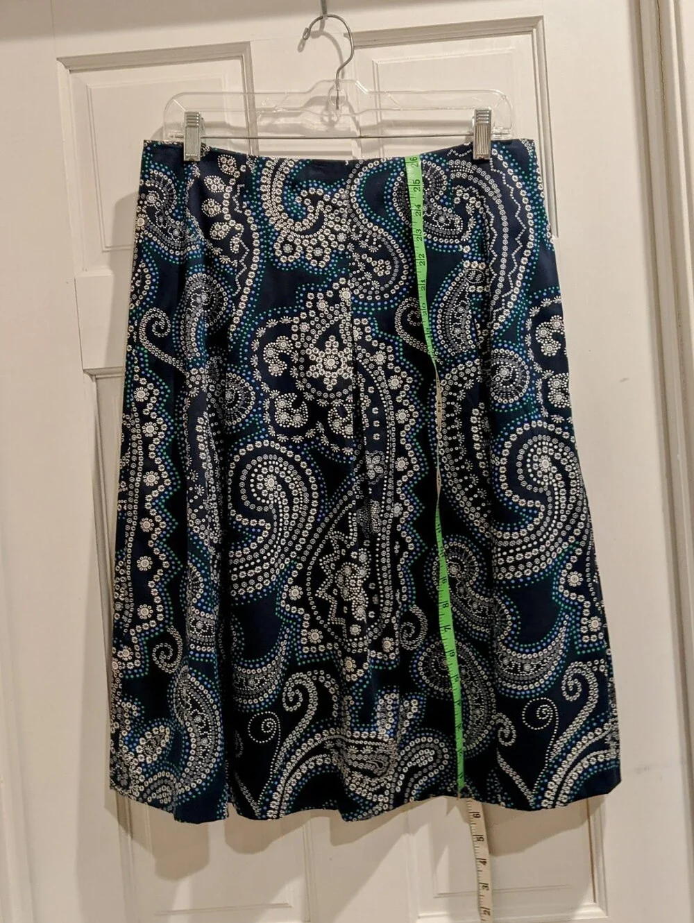 Navy Paisley Fit And Flare Knee Length Talbot Skirt Size 10 New
